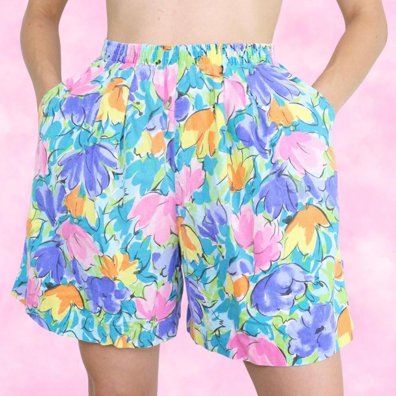 Colorful Floral High Waisted Shorts