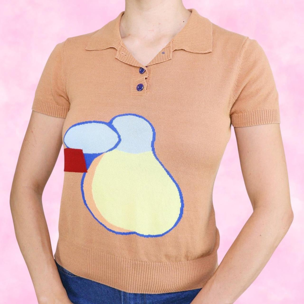 Pear Knit Button Up Collared Tee
