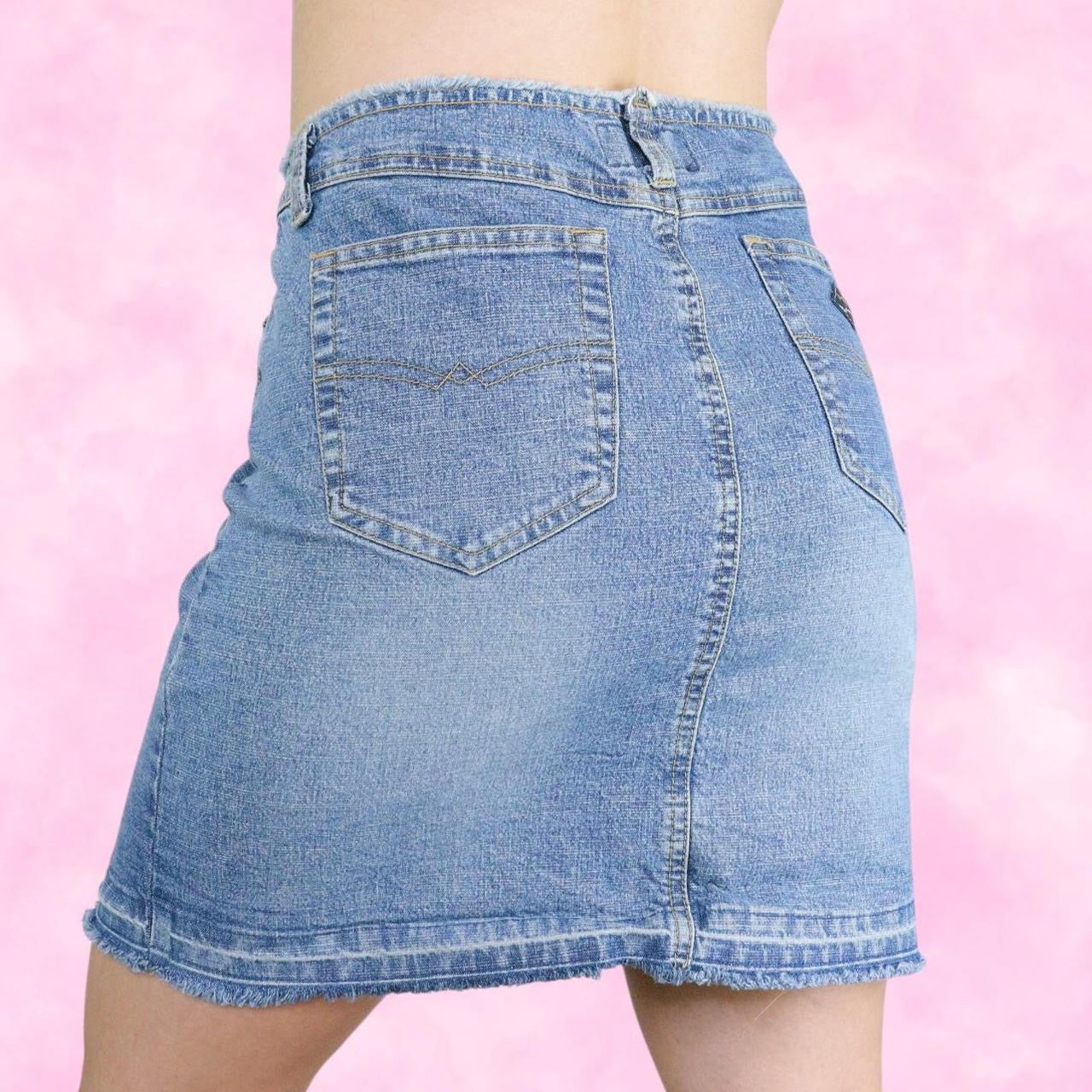 Raw Hem Denim Skirt