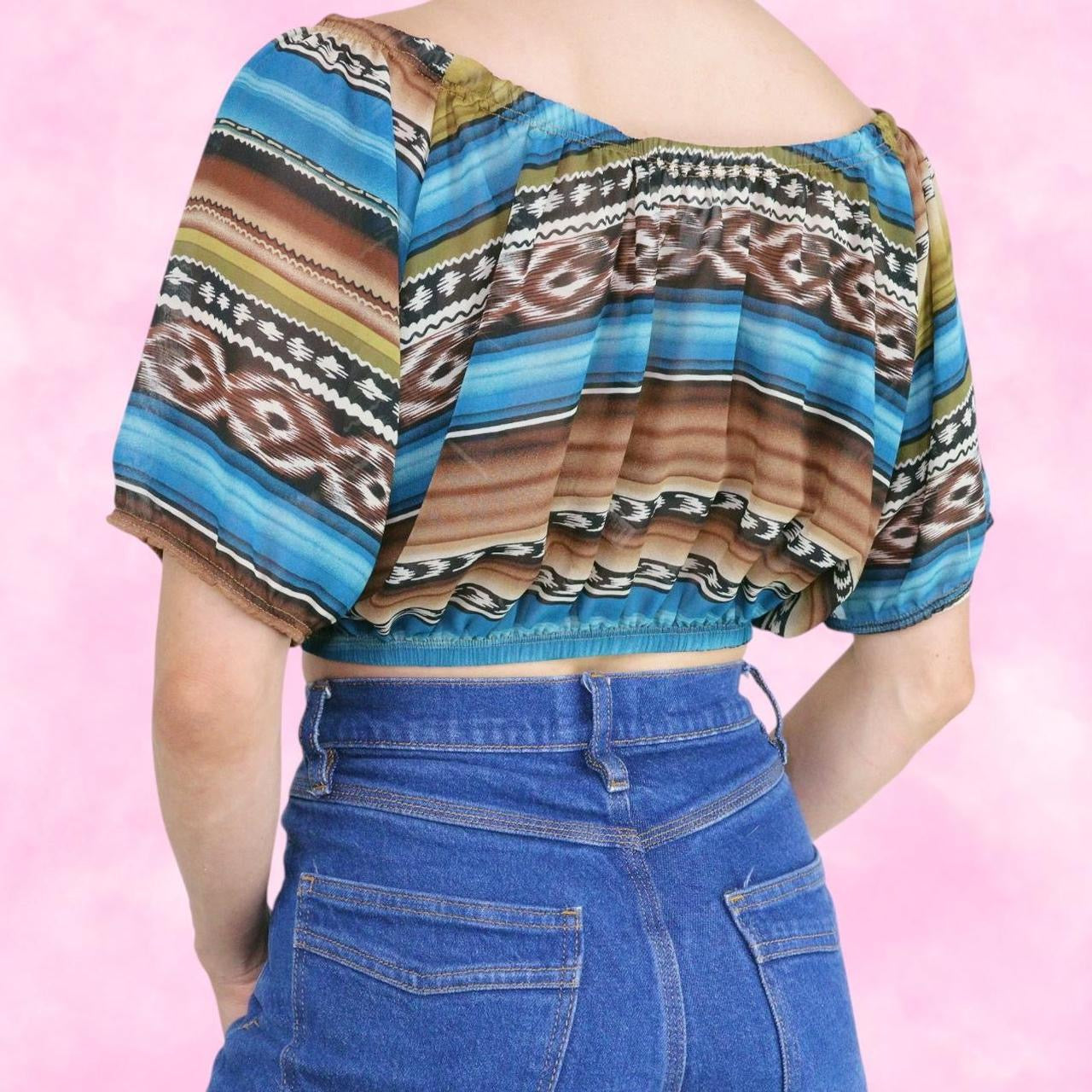 Western Sheer Off the Shoulder Crop Top