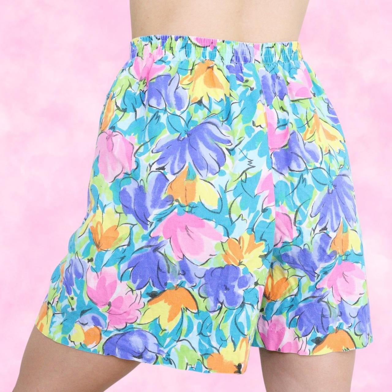 Colorful Floral High Waisted Shorts
