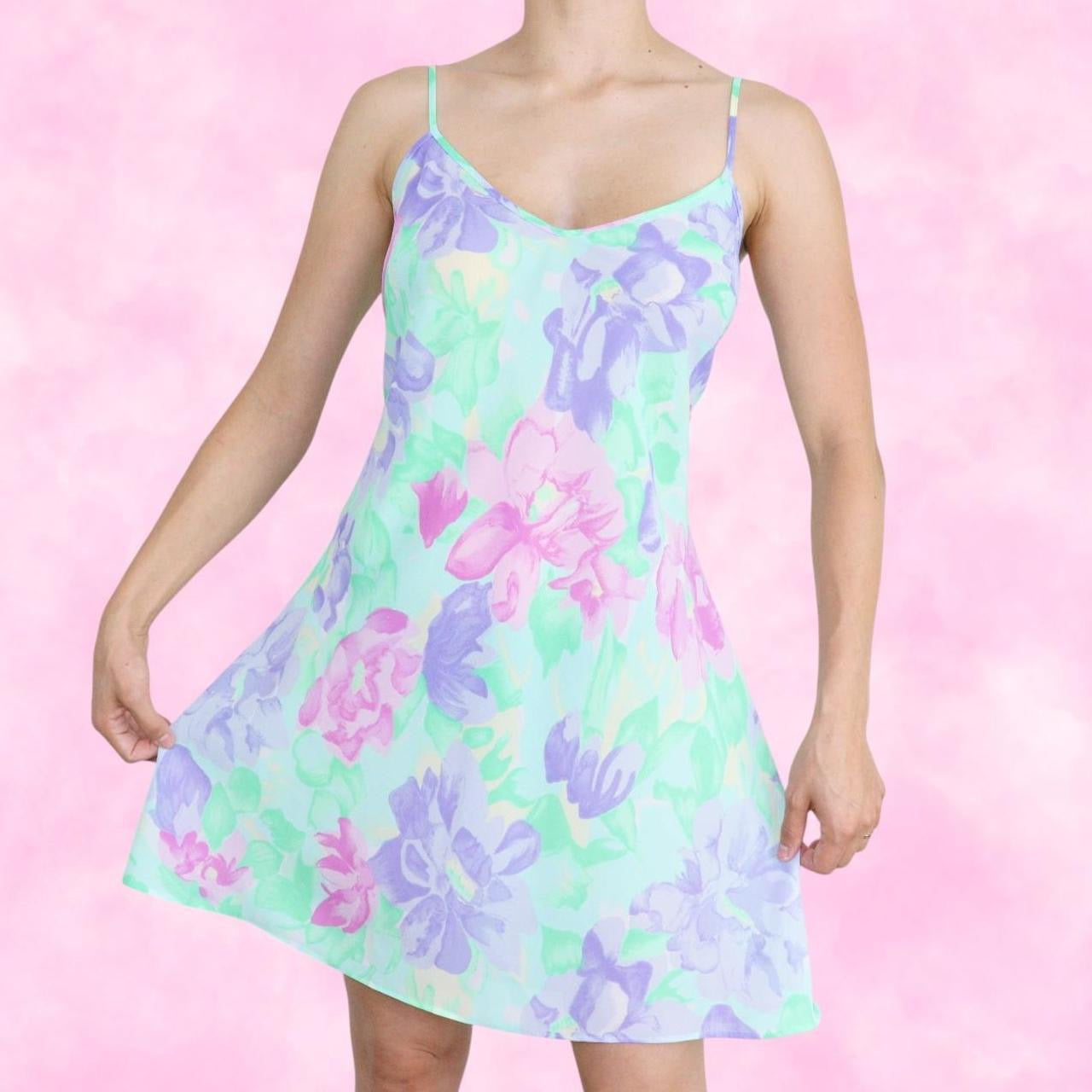 Vibrant Mint Floral Slip Dress