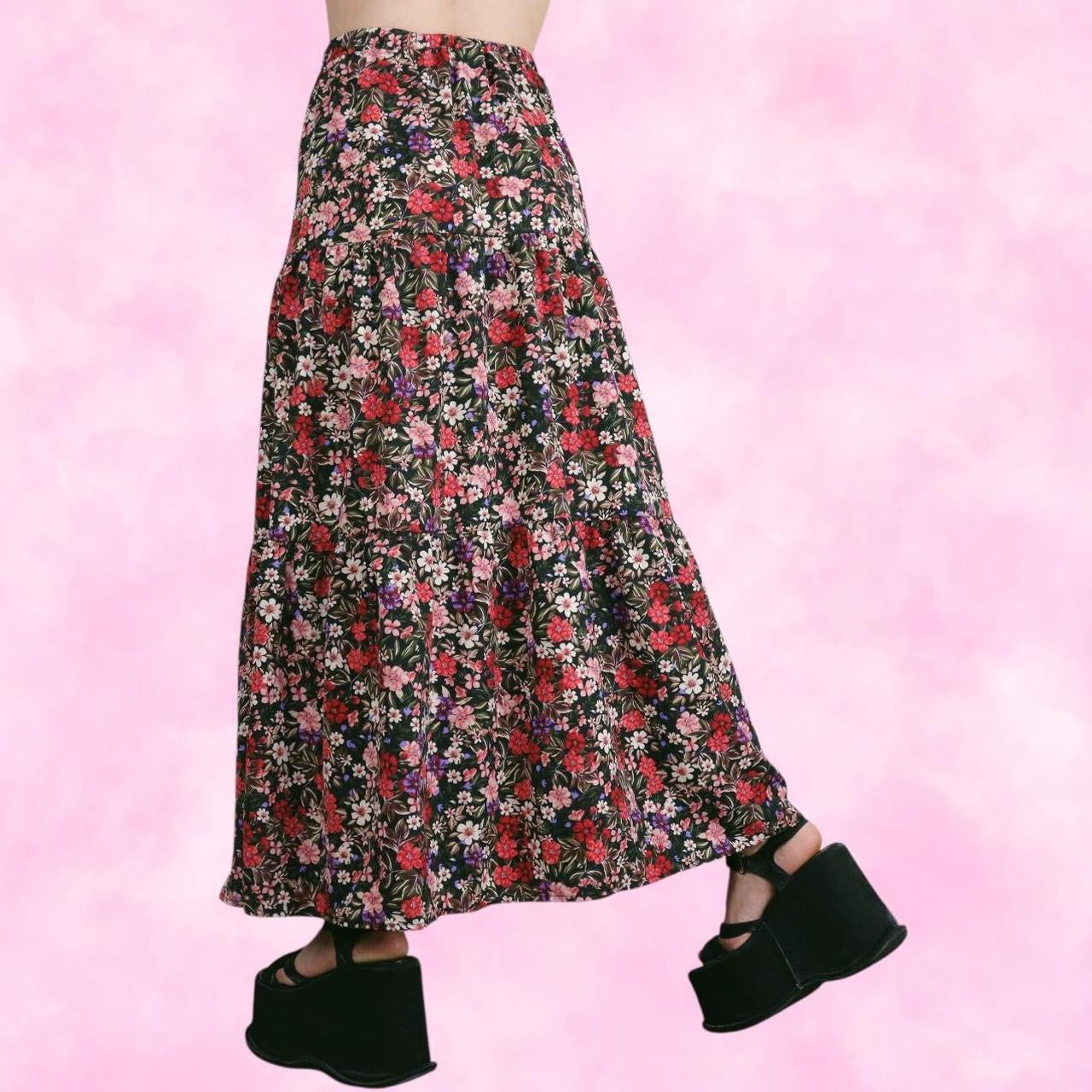 Granny Floral Tiered Maxi Skirt