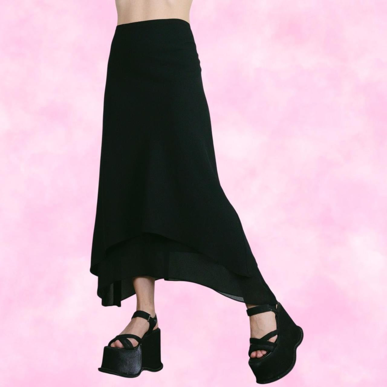 Black Asymmetrical Maxi Skirt