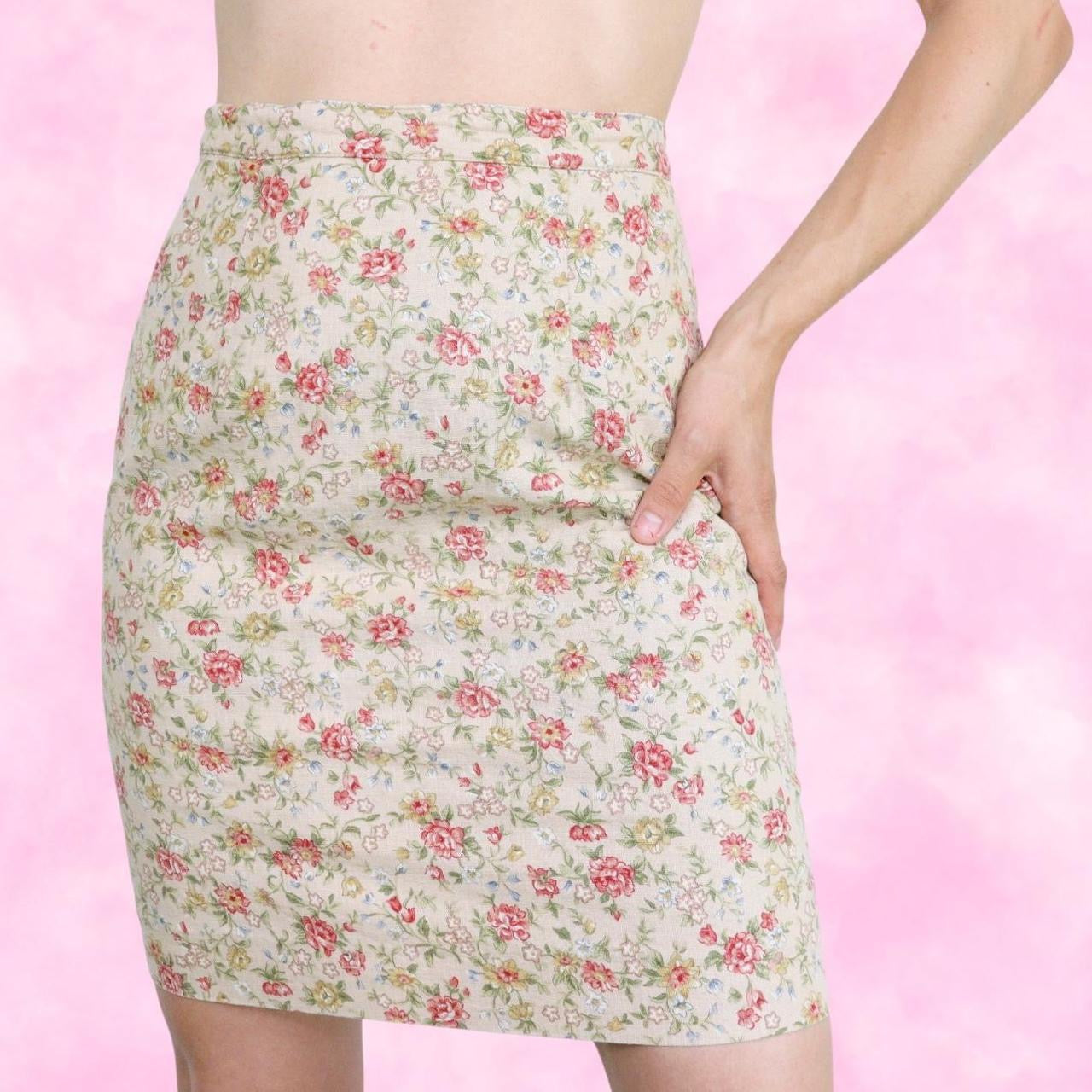 Granny Floral Beige A-Line Skirt