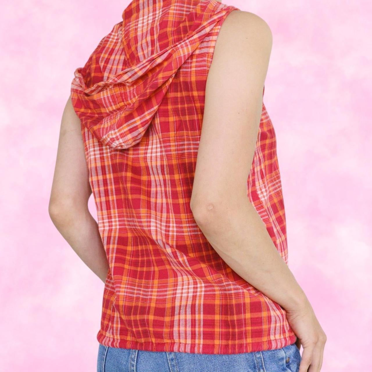Orange/Red Plaid Velcro Vest