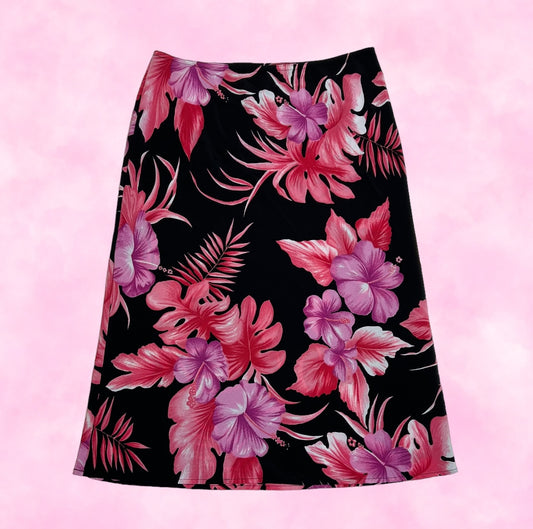 Tropical Floral Midi Skirt