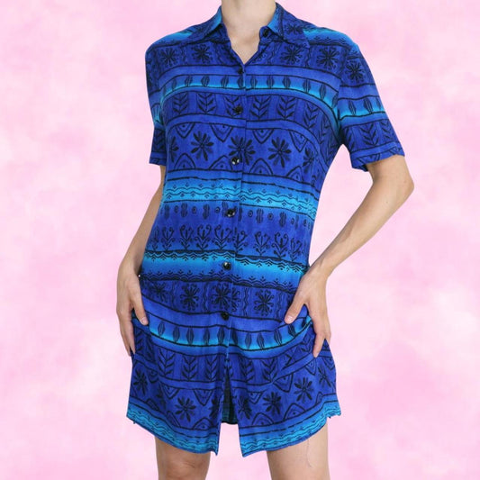 Tropical Button Down Mini Dress