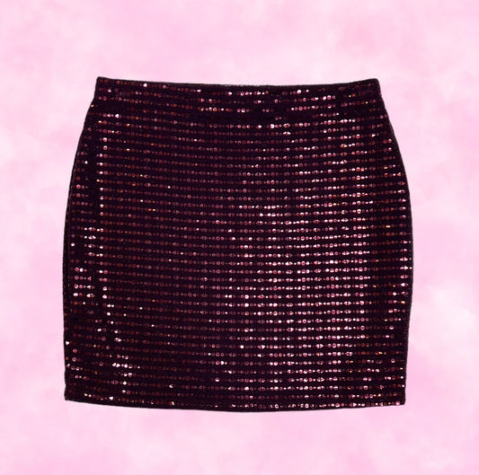 Plum Sequin Bodycon Mini Skirt