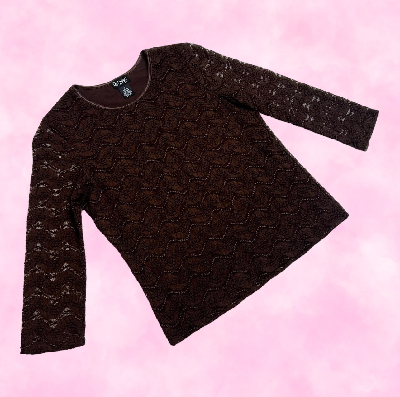 Brown Lace Long Sleeve Top