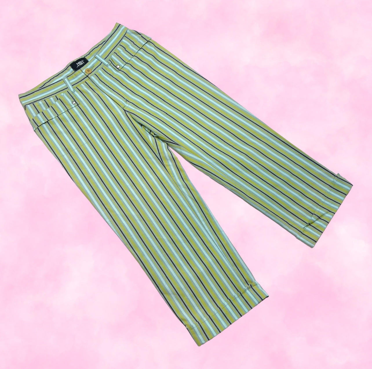 Sage Striped Capri Pants