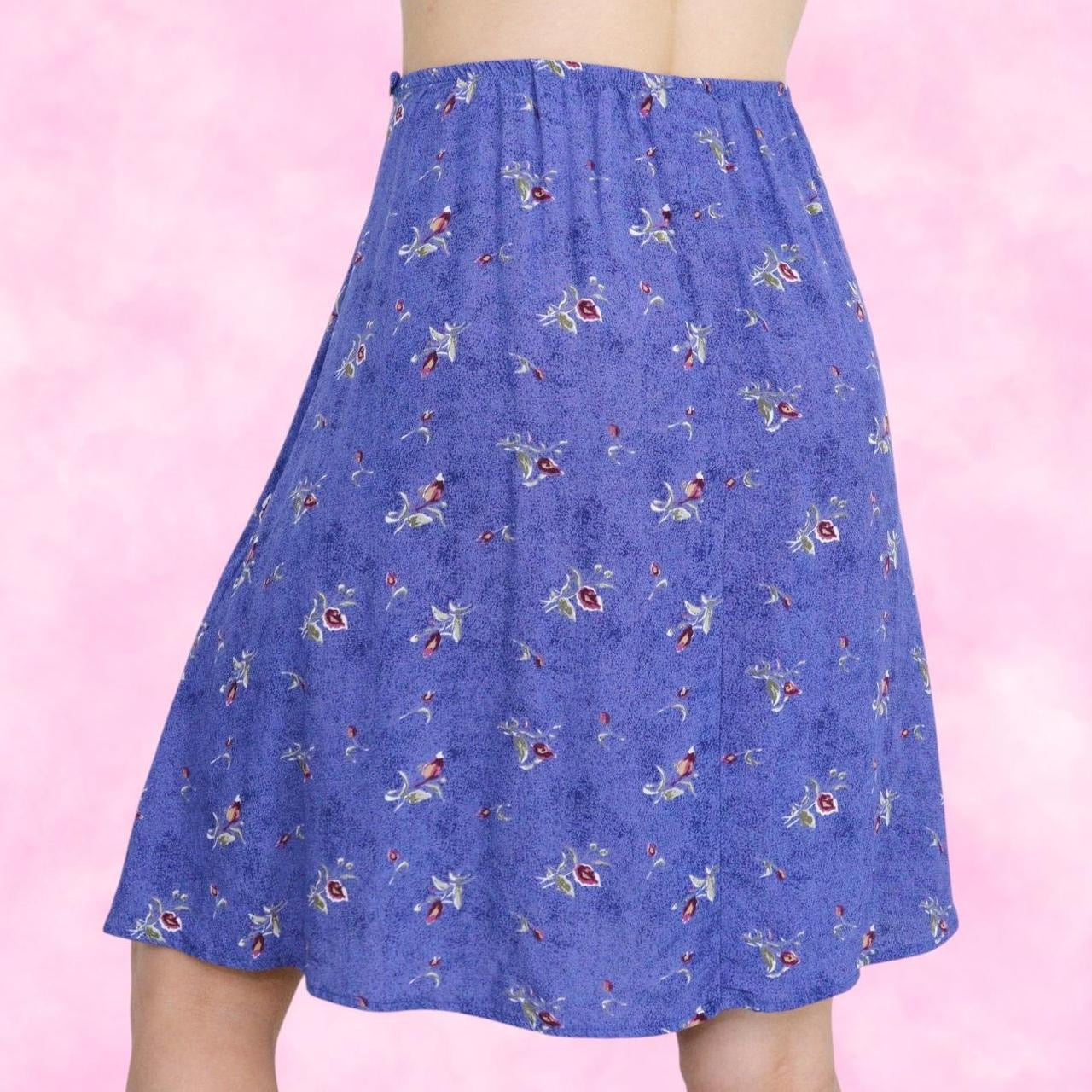 Blue Floral Midi Skirt