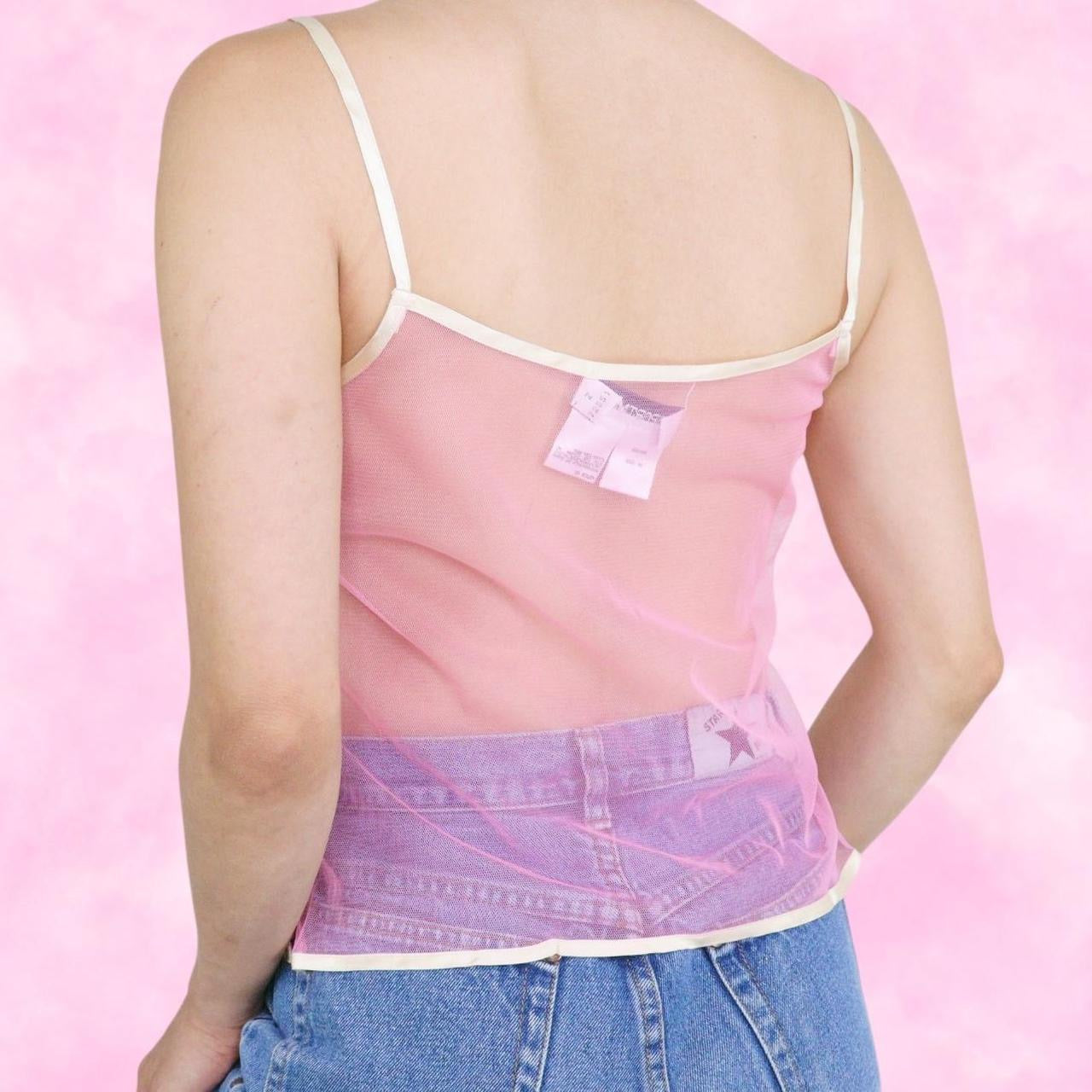 Bubblegum Asymmetrical Mesh Cami Top