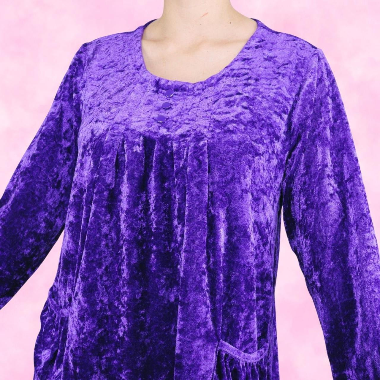 Purple Crushed Velvet Peasant Top