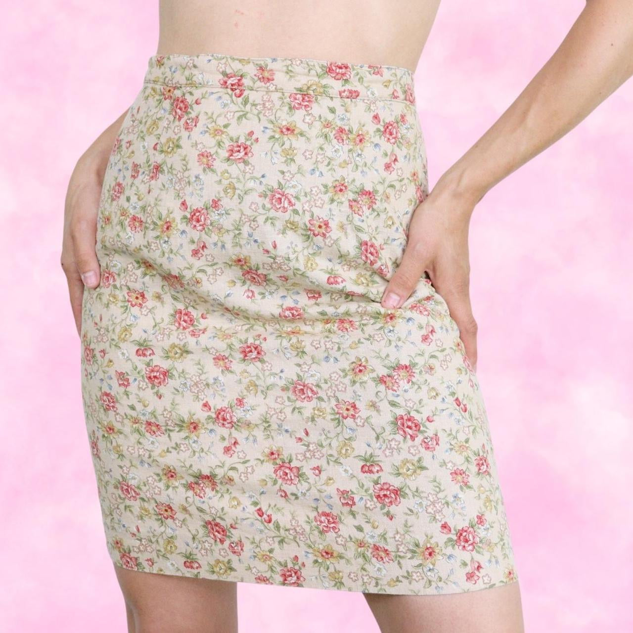 Granny Floral Beige A-Line Skirt