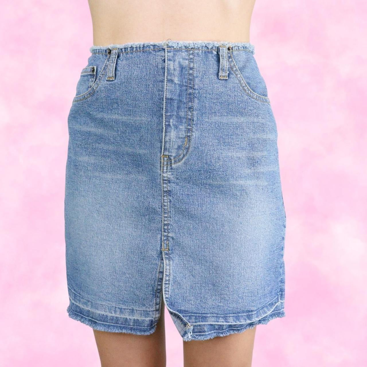 Raw Hem Denim Skirt