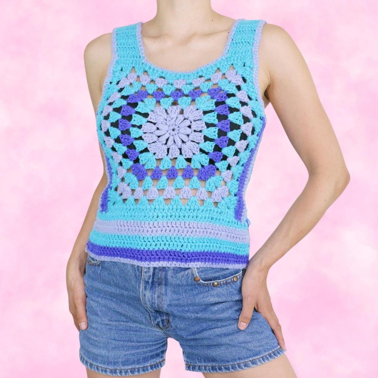 Aqua Crochet Tank Top