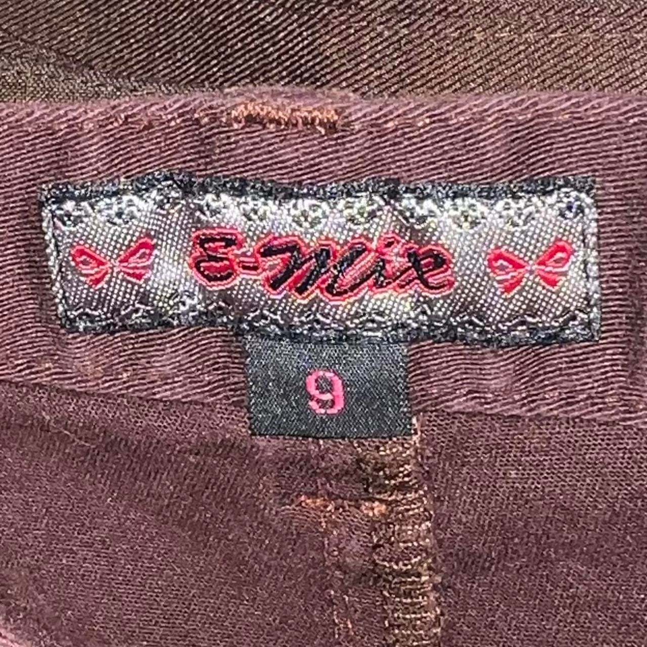 Brown Floral Embroidered Flare Pants