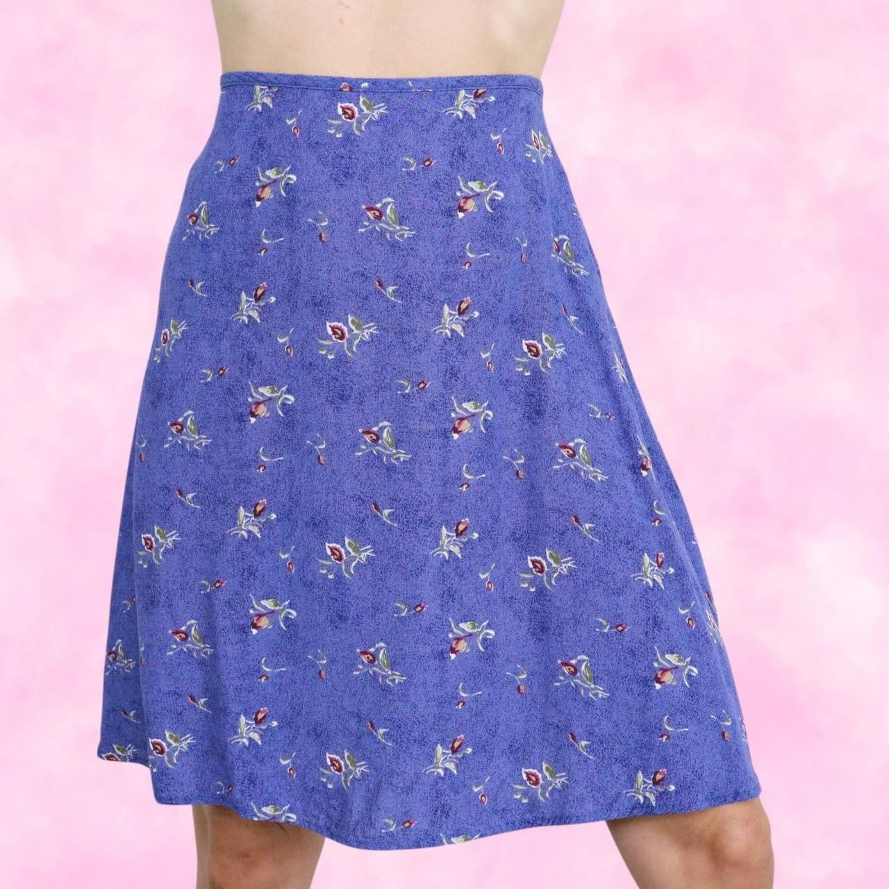 Blue Floral Midi Skirt