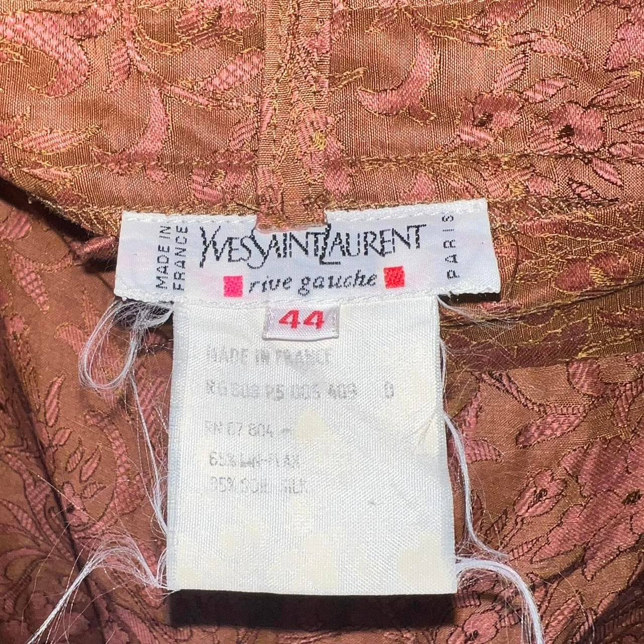 Yves Saint Laurent Orange/Pink Floral Silk High Waisted Pants