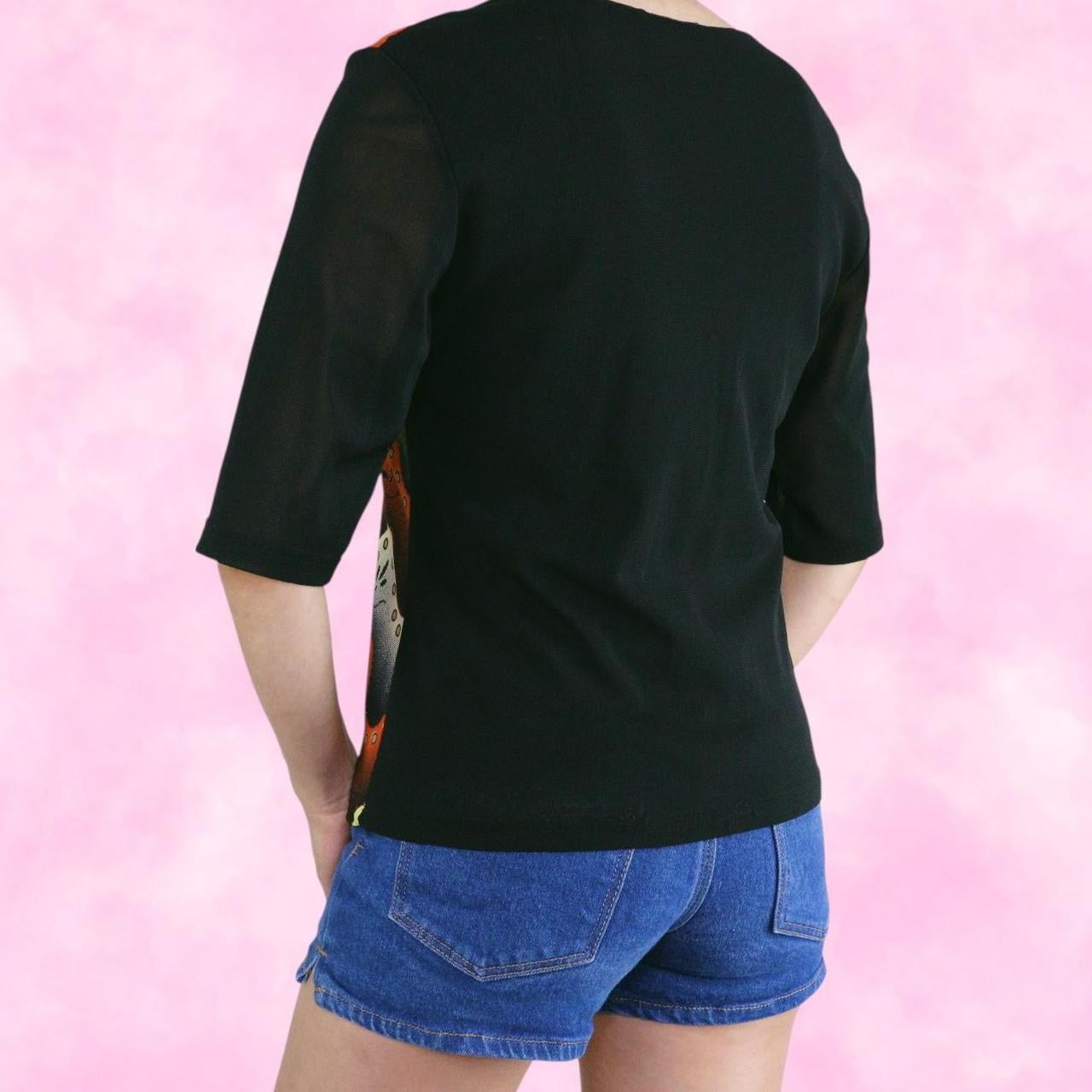 Funky Mesh 3/4 Length Sleeve Top