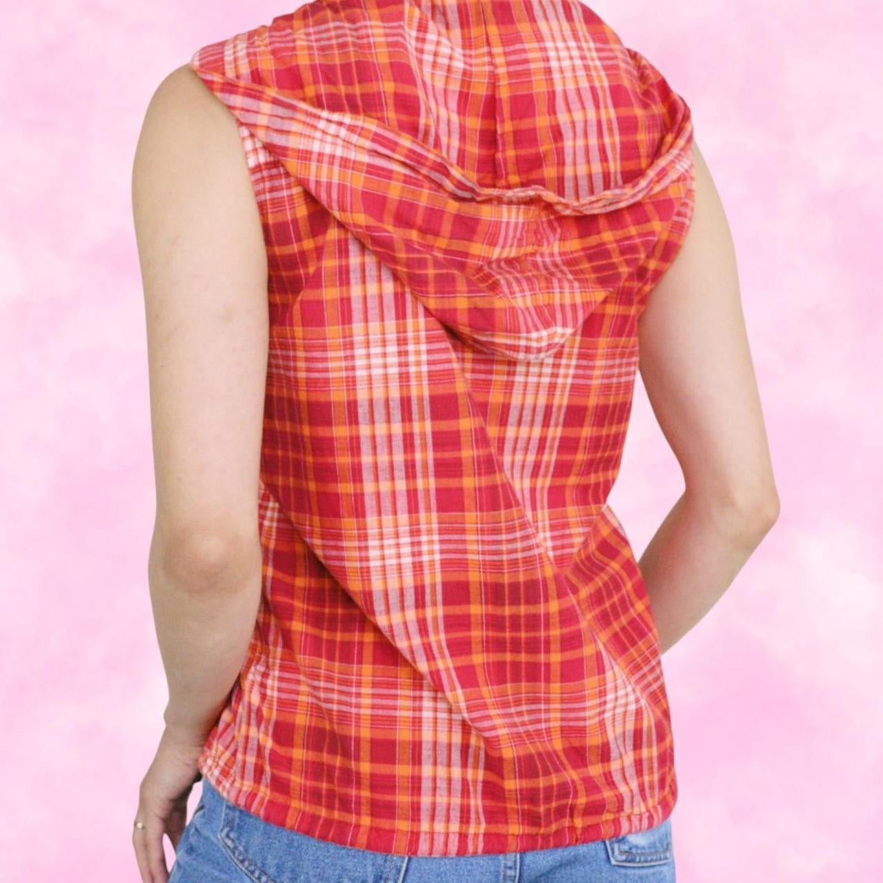 Orange/Red Plaid Velcro Vest