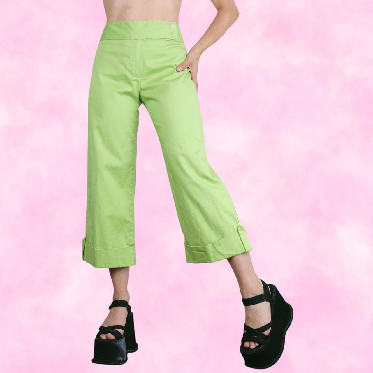 Green Wide Leg Capri Pants