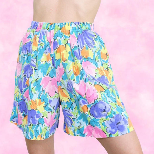 Colorful Floral High Waisted Shorts