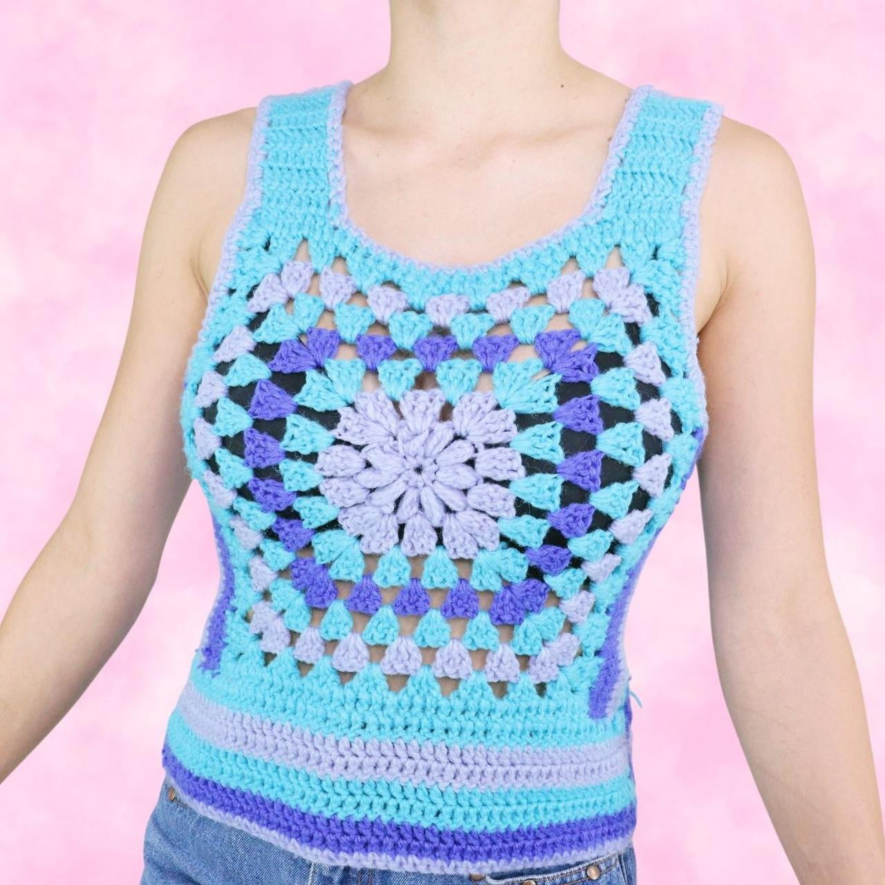 Aqua Crochet Tank Top