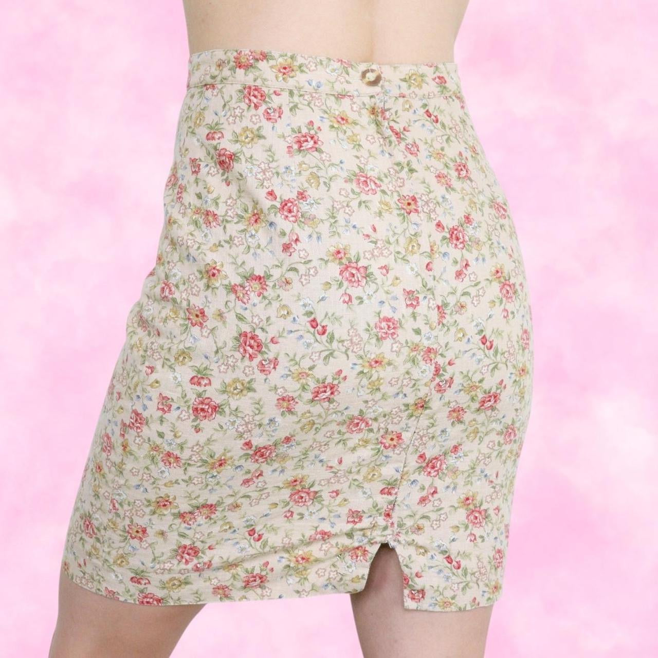 Granny Floral Beige A-Line Skirt