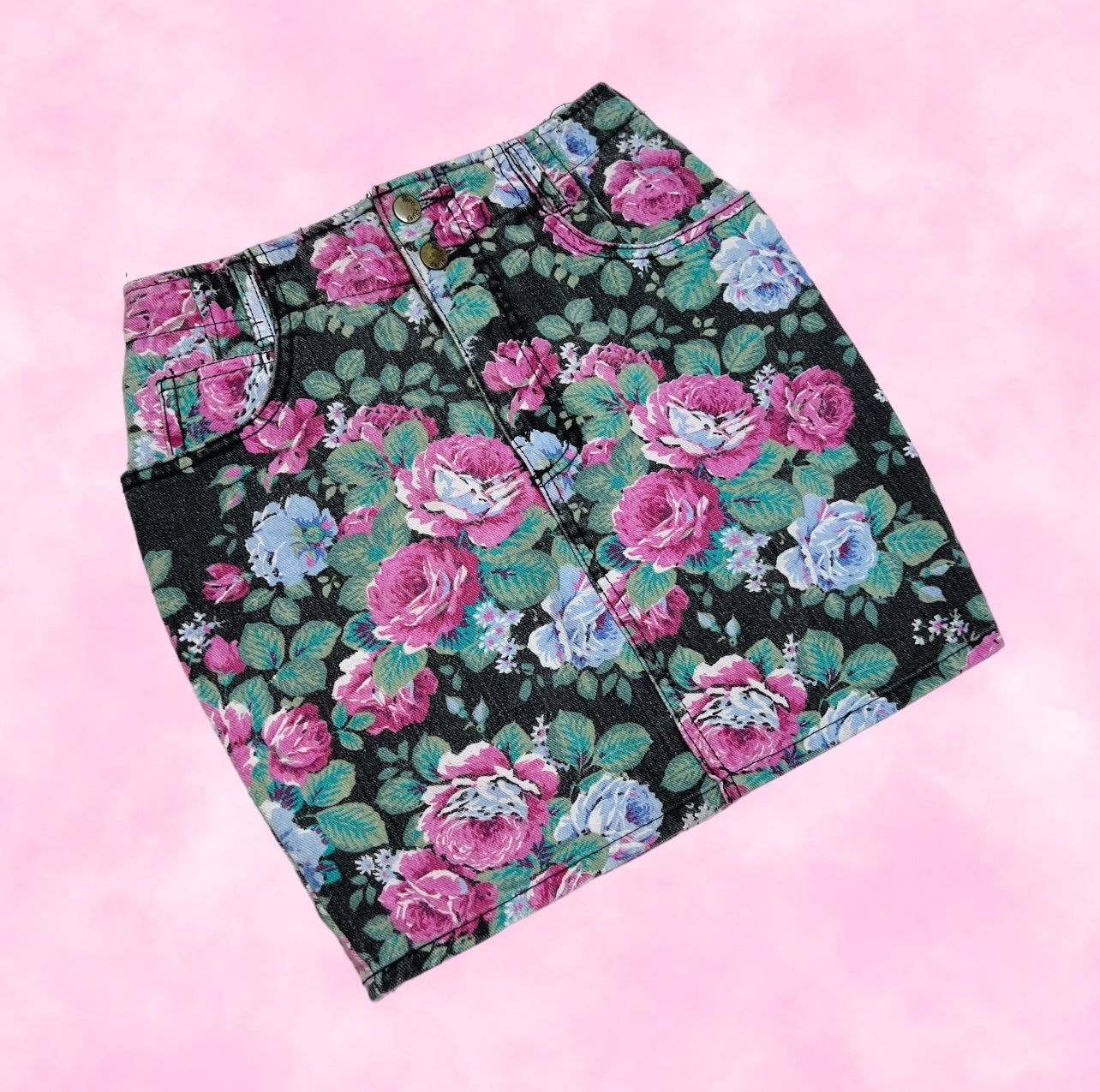 Floral Denim Mini Skirt