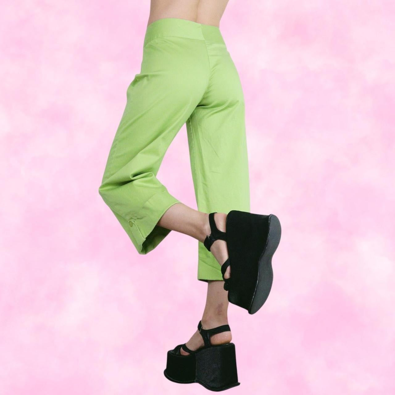 Green Wide Leg Capri Pants