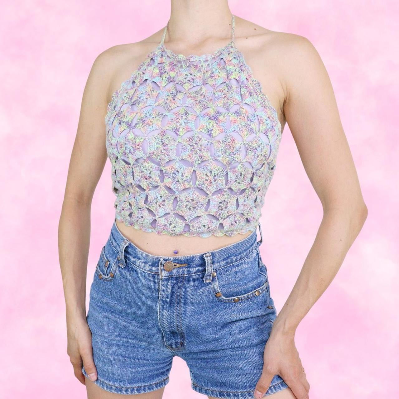 Rainbow Crochet Halter Top