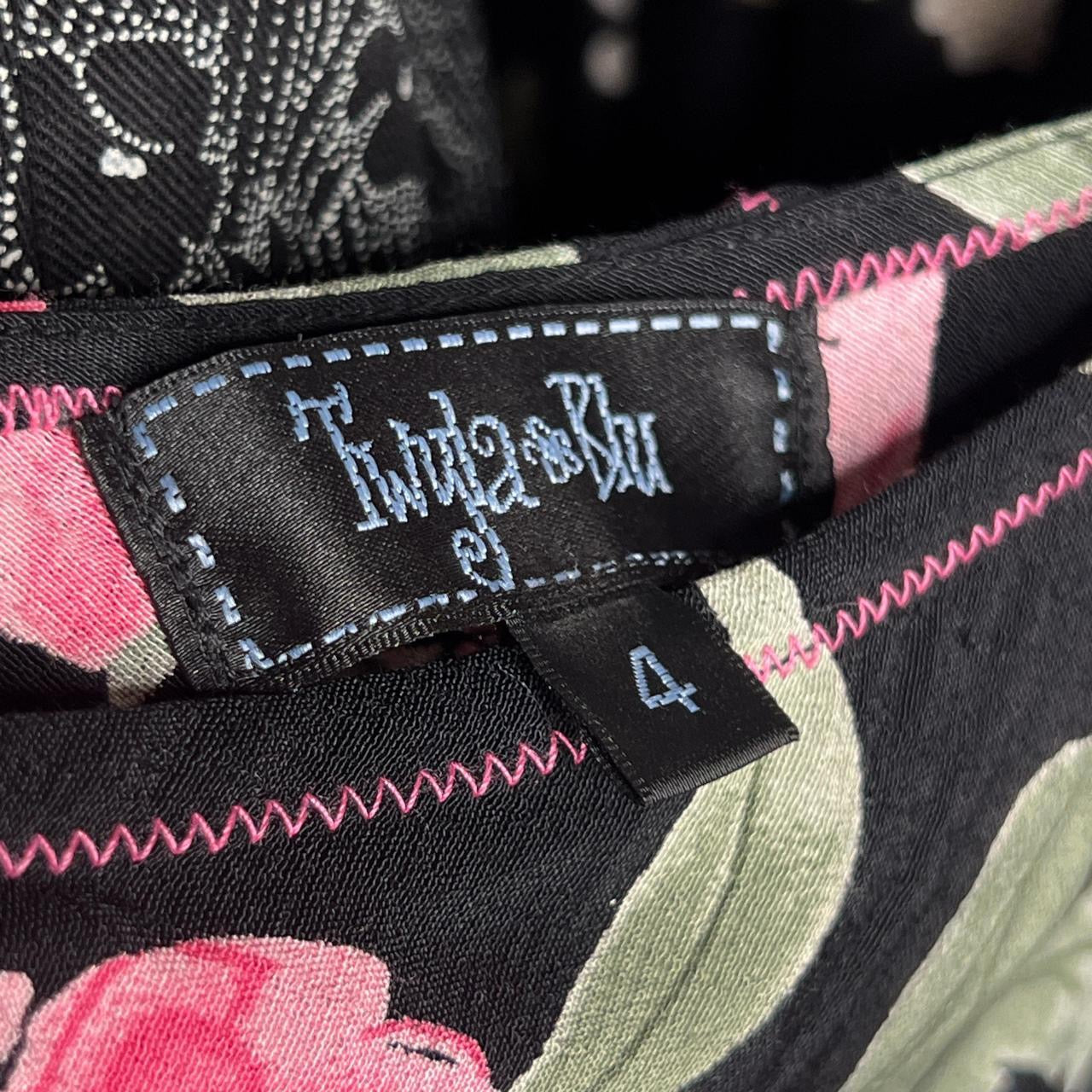 Pink and Black Floral Midi Skirt