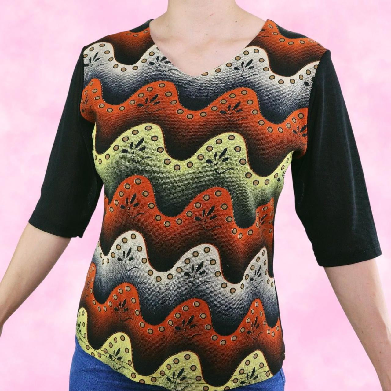 Funky Mesh 3/4 Length Sleeve Top