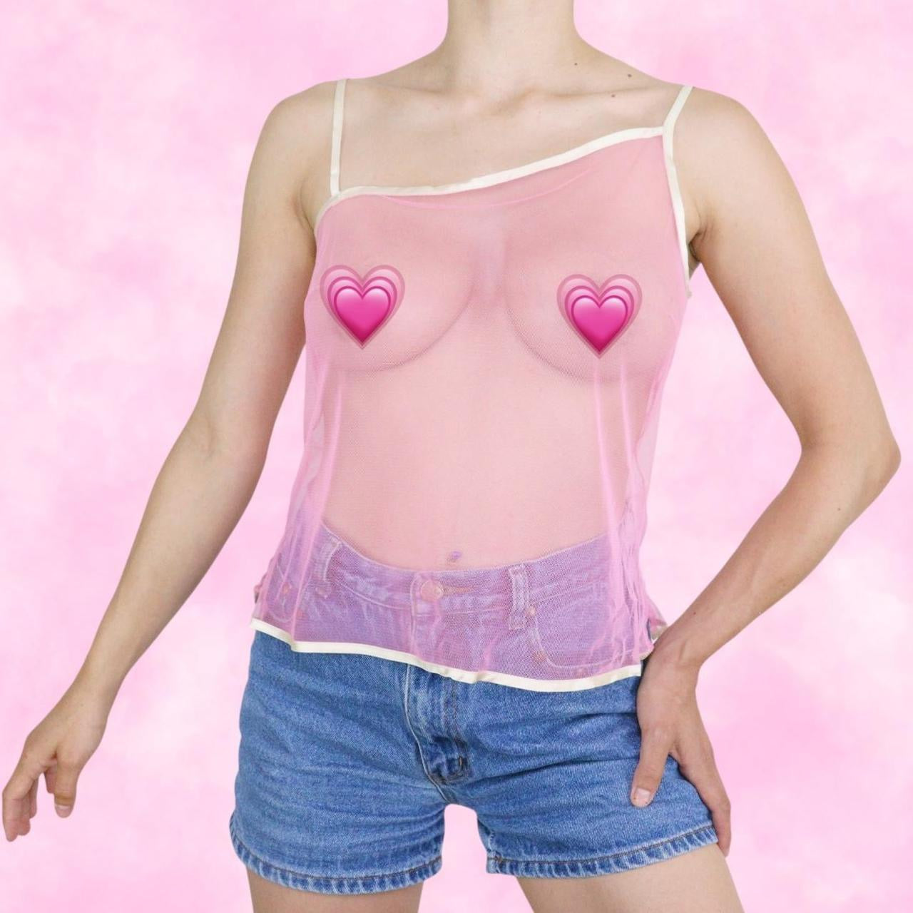 Bubblegum Asymmetrical Mesh Cami Top