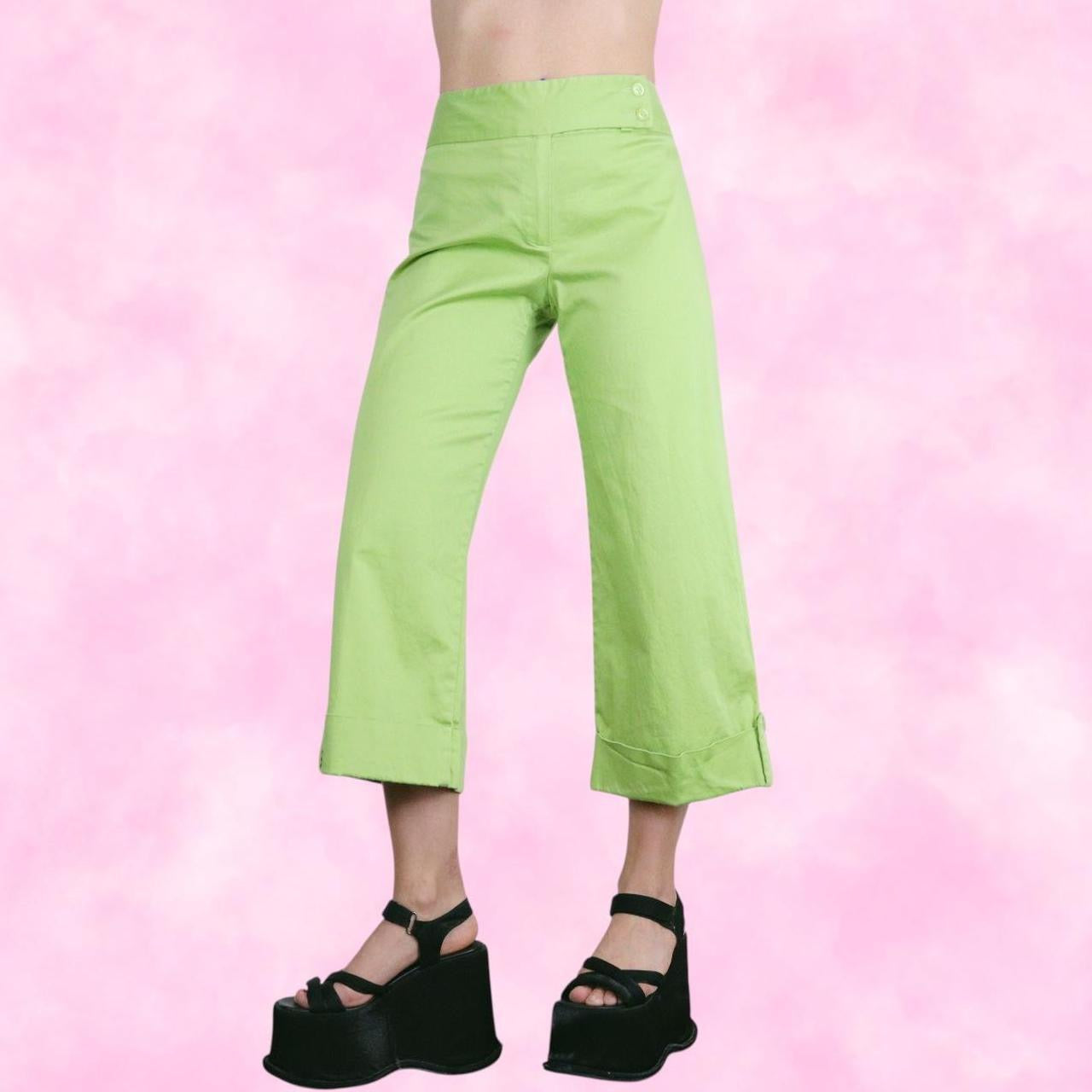 Green Wide Leg Capri Pants