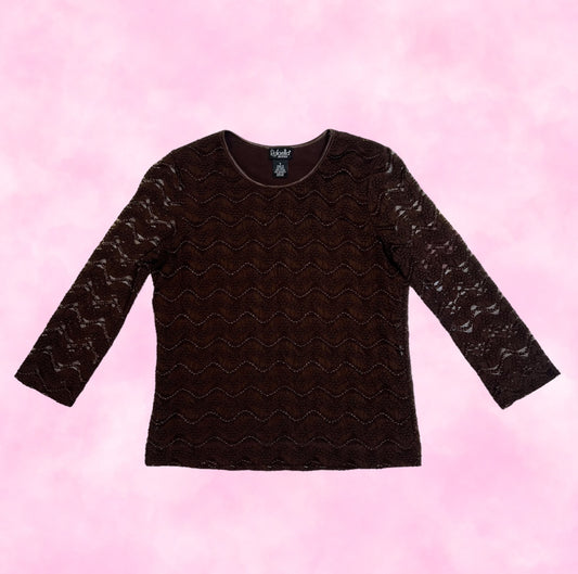 Brown Lace Long Sleeve Top