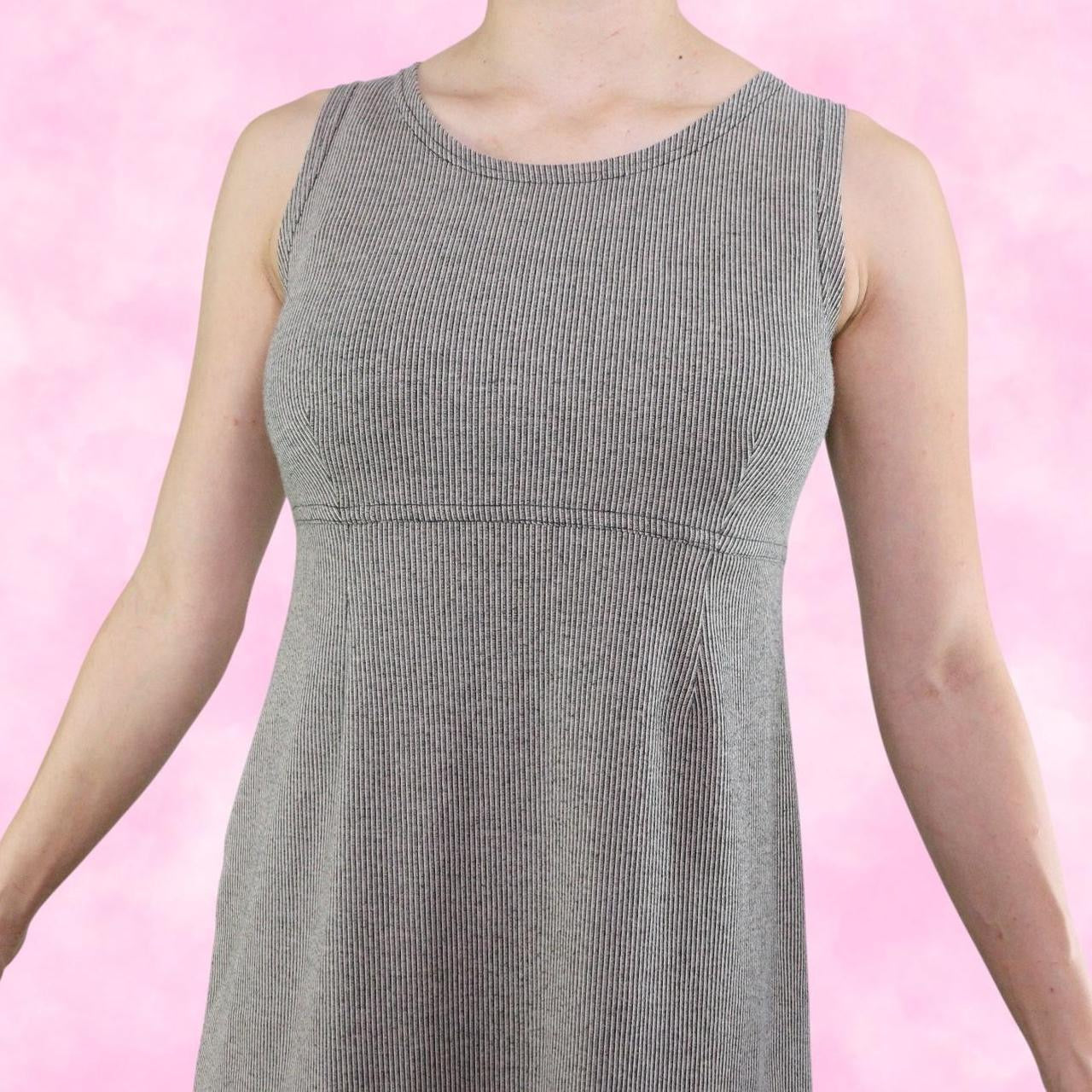 Tan & Black Striped Sleeveless Babydoll Dress