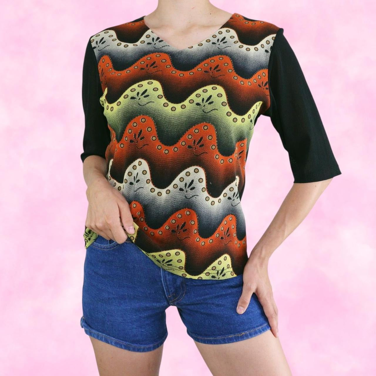 Funky Mesh 3/4 Length Sleeve Top