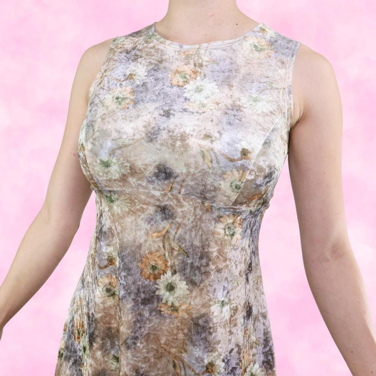 Gold Velvet Floral Mini Dress