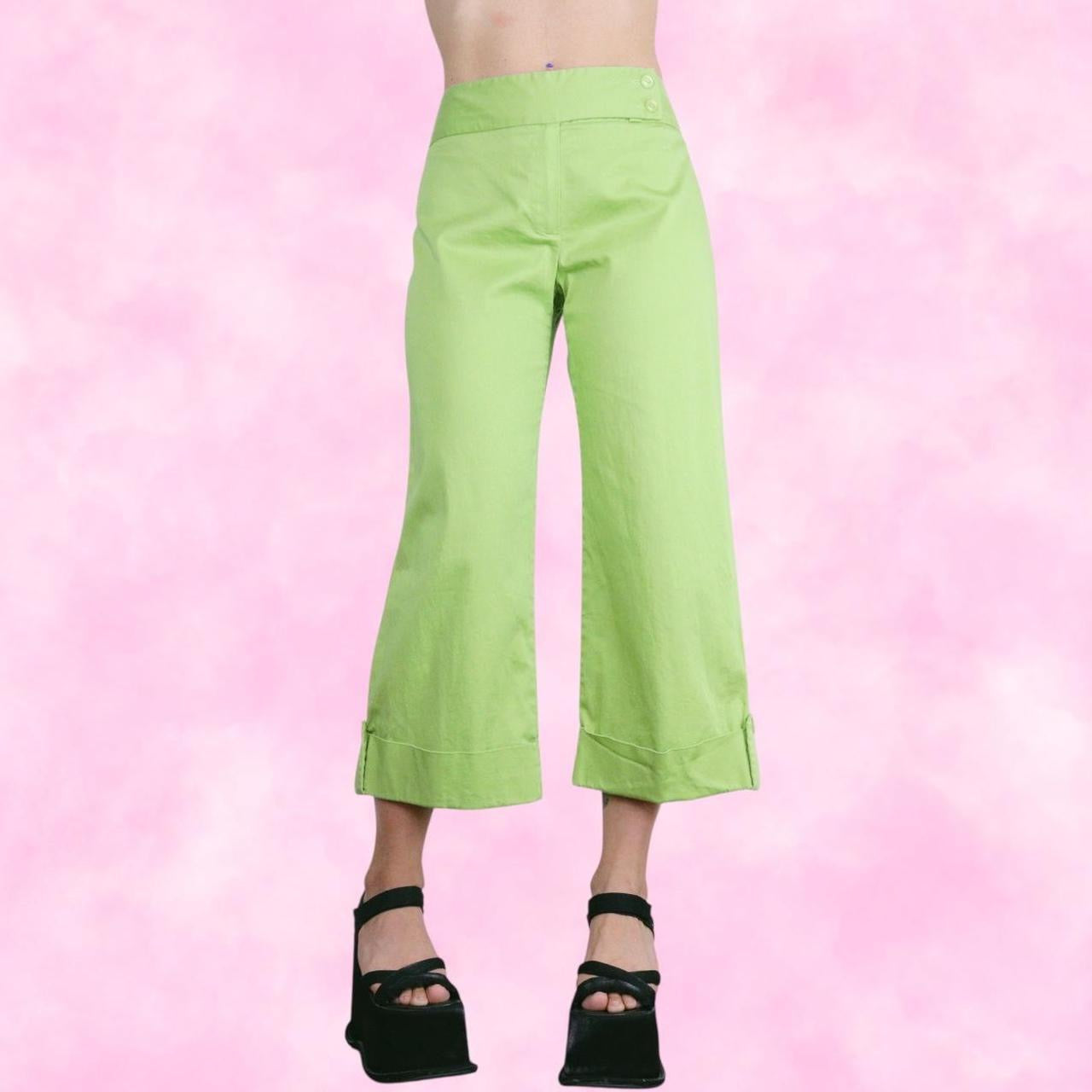 Green Wide Leg Capri Pants