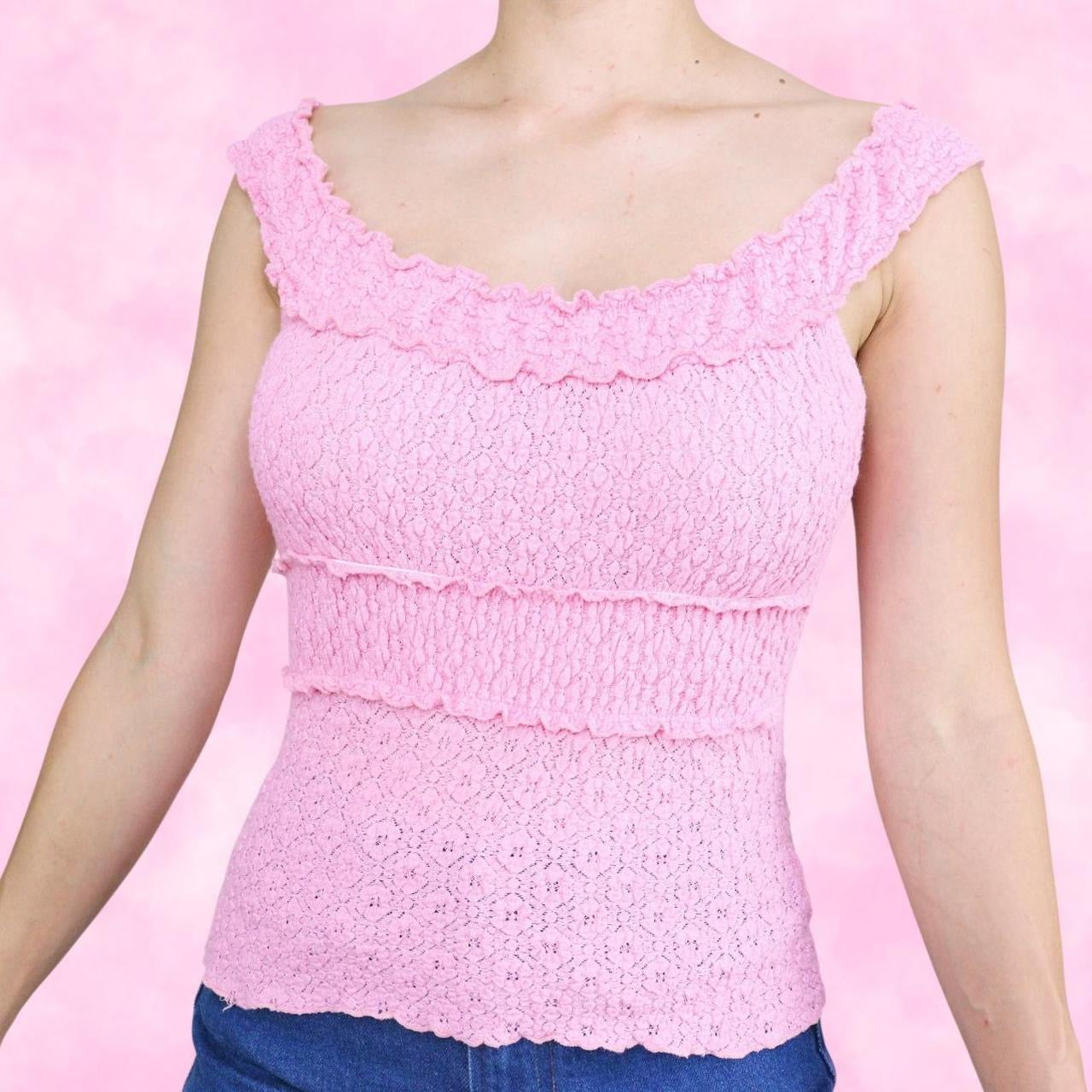Bubblegum Pink Scrunched Tank Top