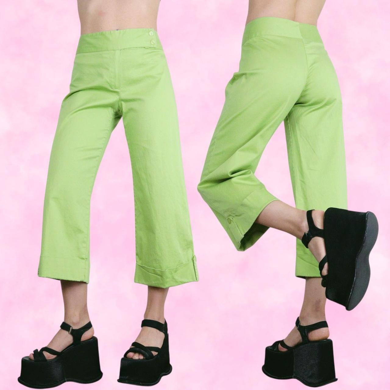Green Wide Leg Capri Pants