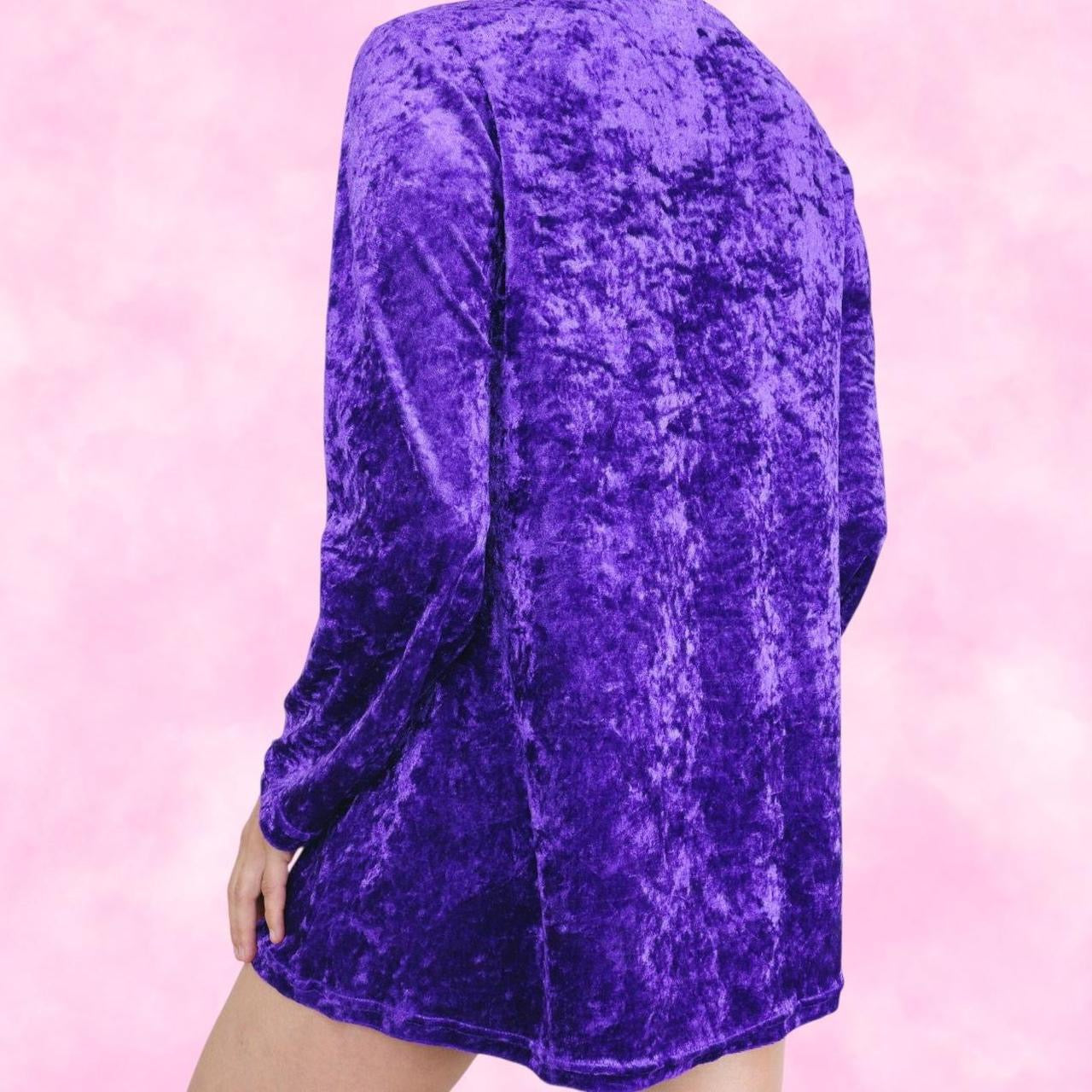 Purple Crushed Velvet Peasant Top
