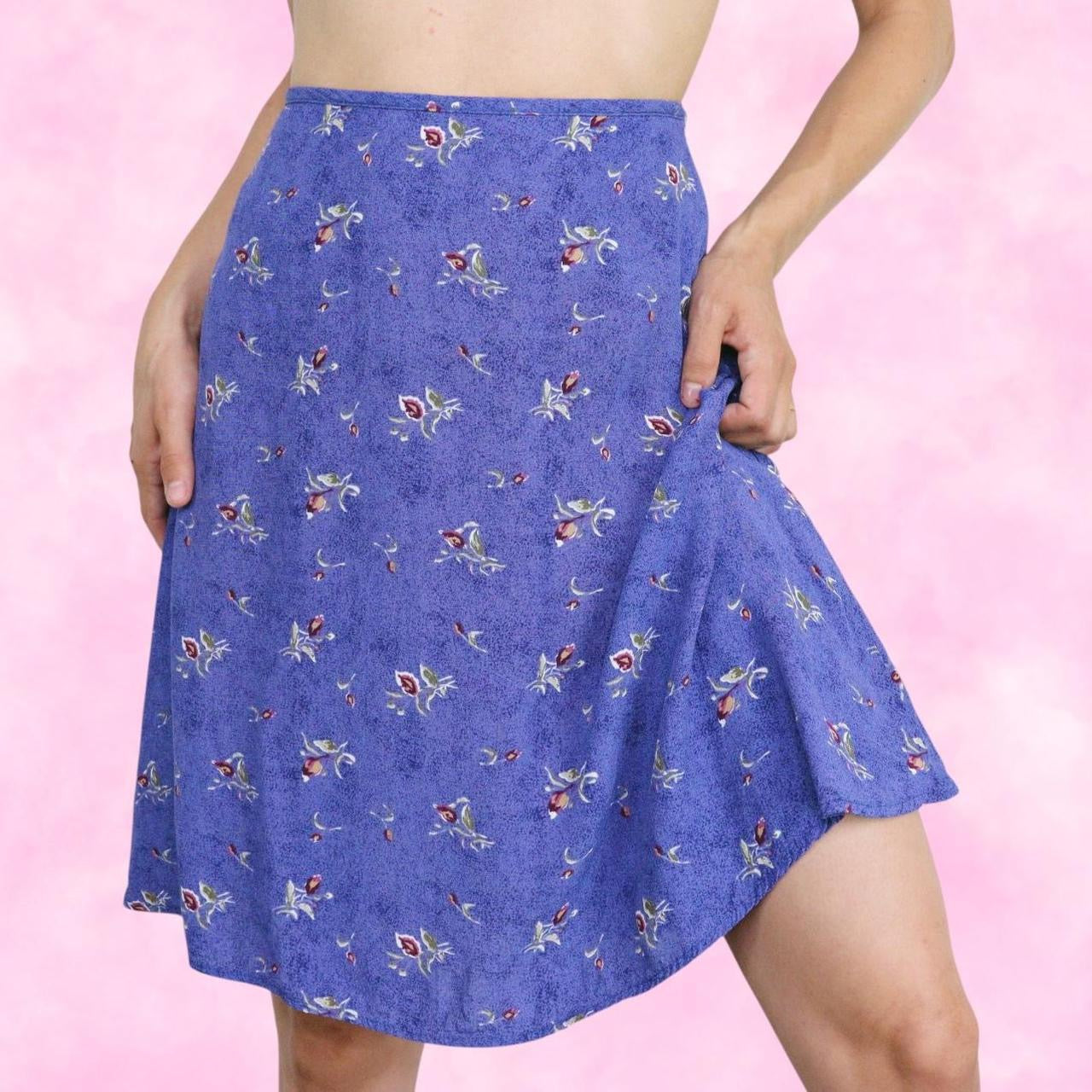 Blue Floral Midi Skirt