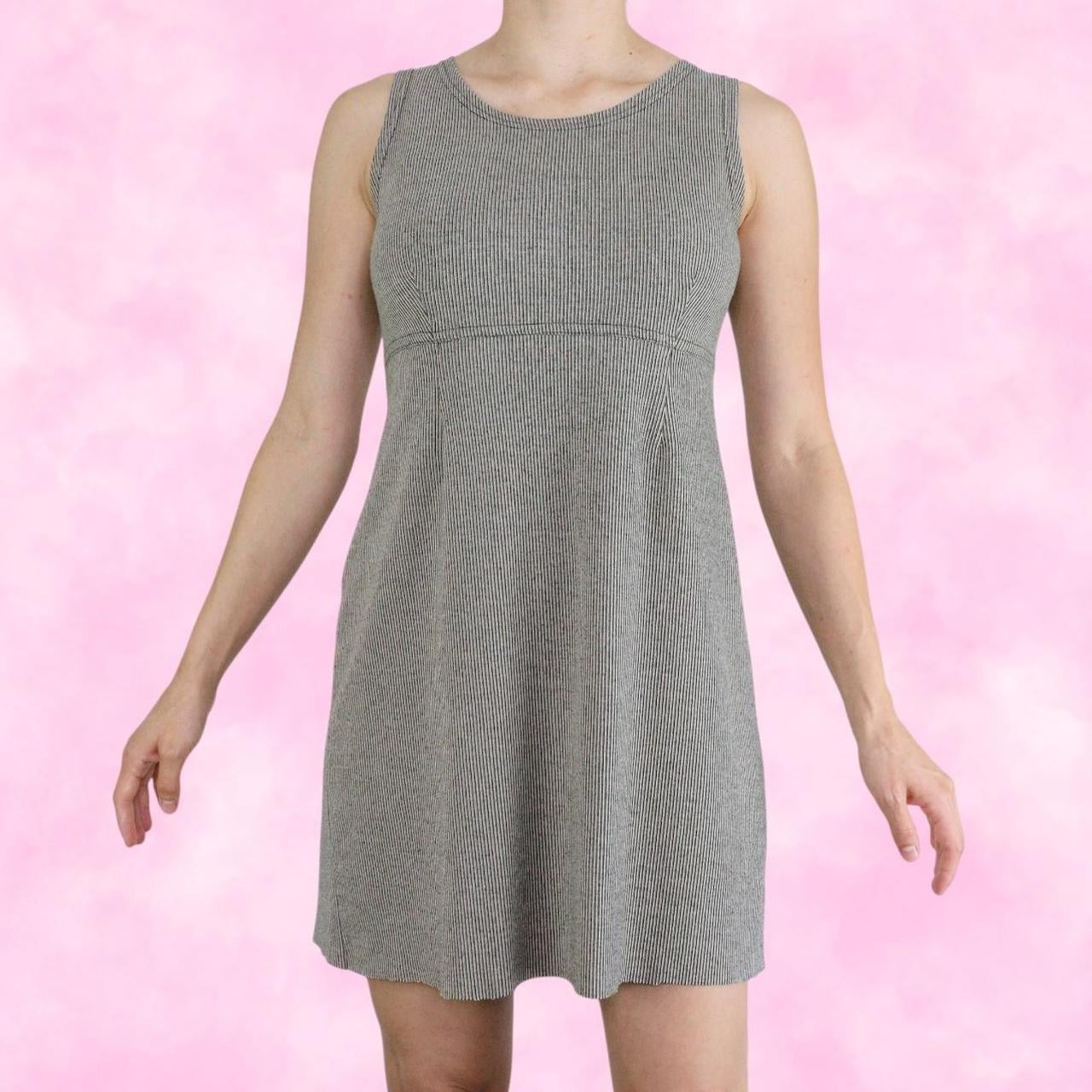 Tan & Black Striped Sleeveless Babydoll Dress