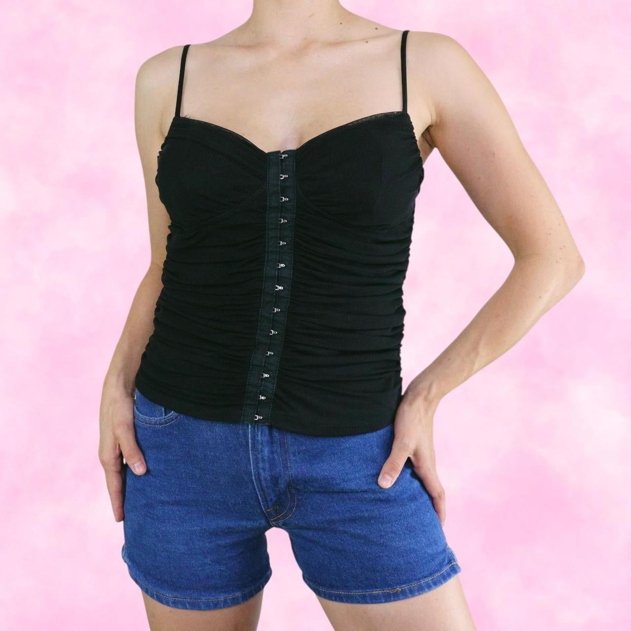 Black Hook and Eye Closure Mesh Cami Top