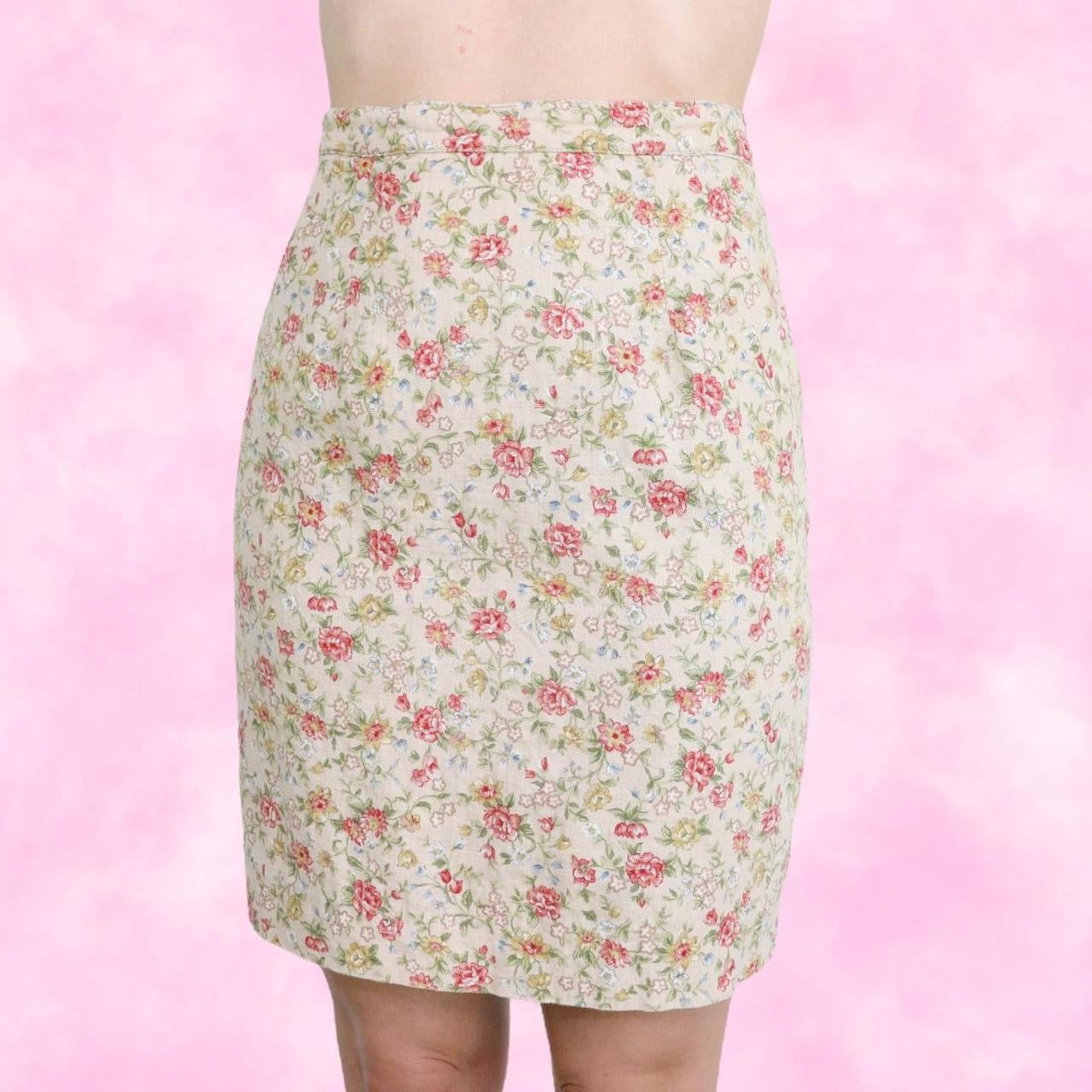 Granny Floral Beige A-Line Skirt