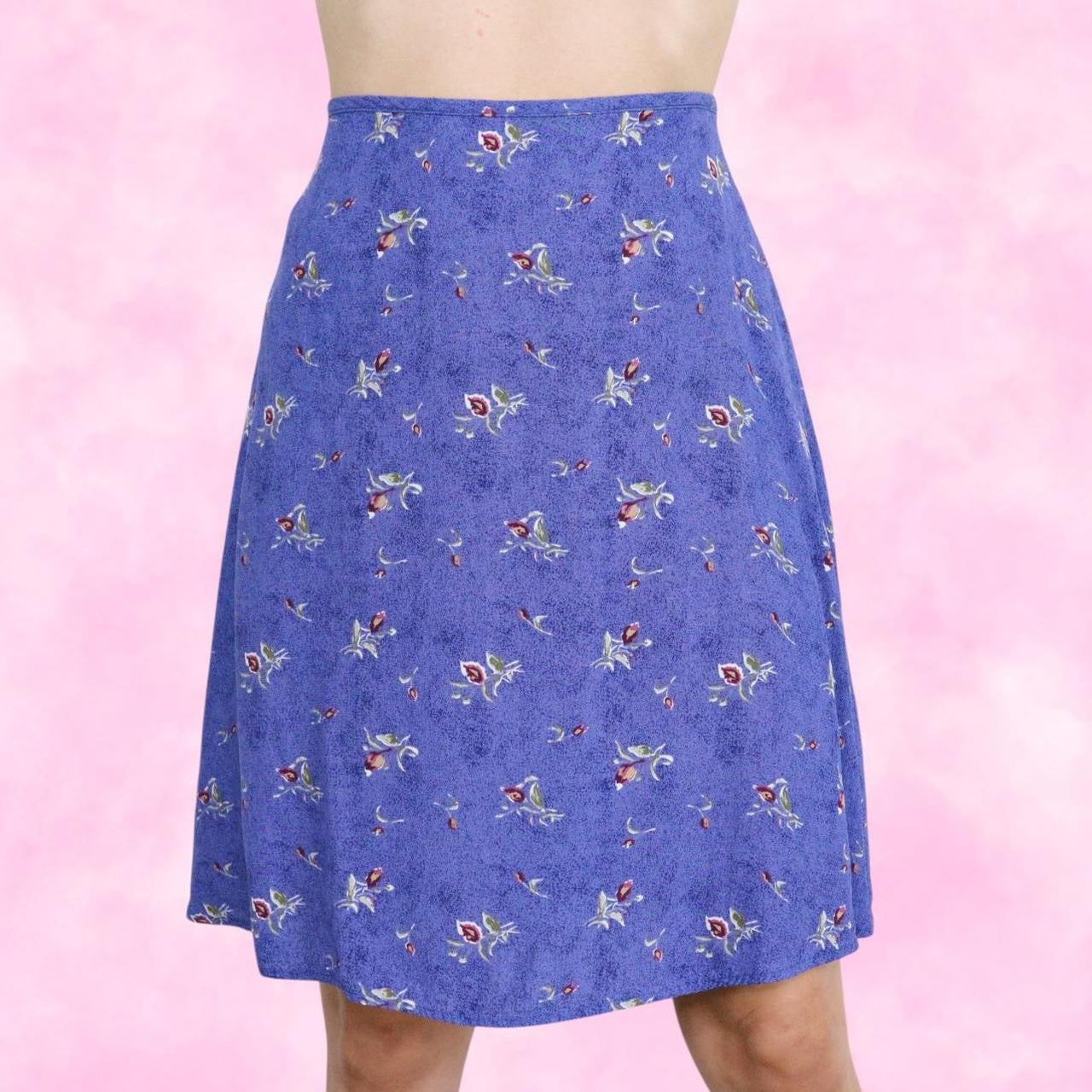 Blue Floral Midi Skirt